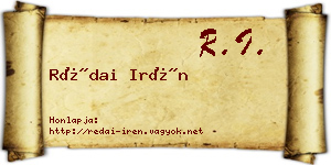 Rédai Irén névjegykártya